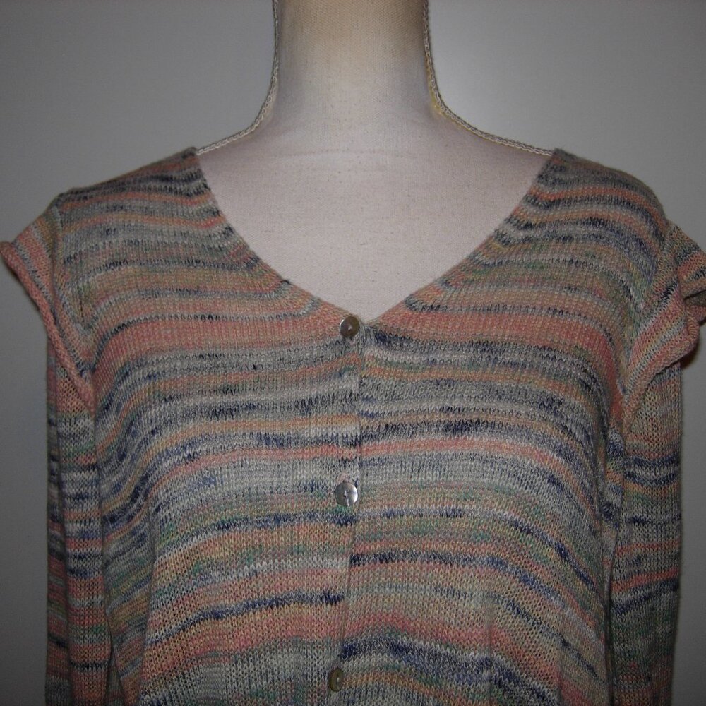 Democracy Ruffle Button Front Sweater L - Picture 4 of 7